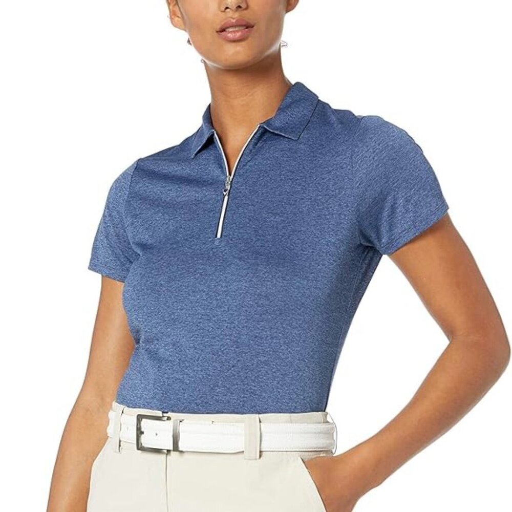 BNWT Women's Callaway Short Sleeve Blue Heather Polo Golf Shirt Size M